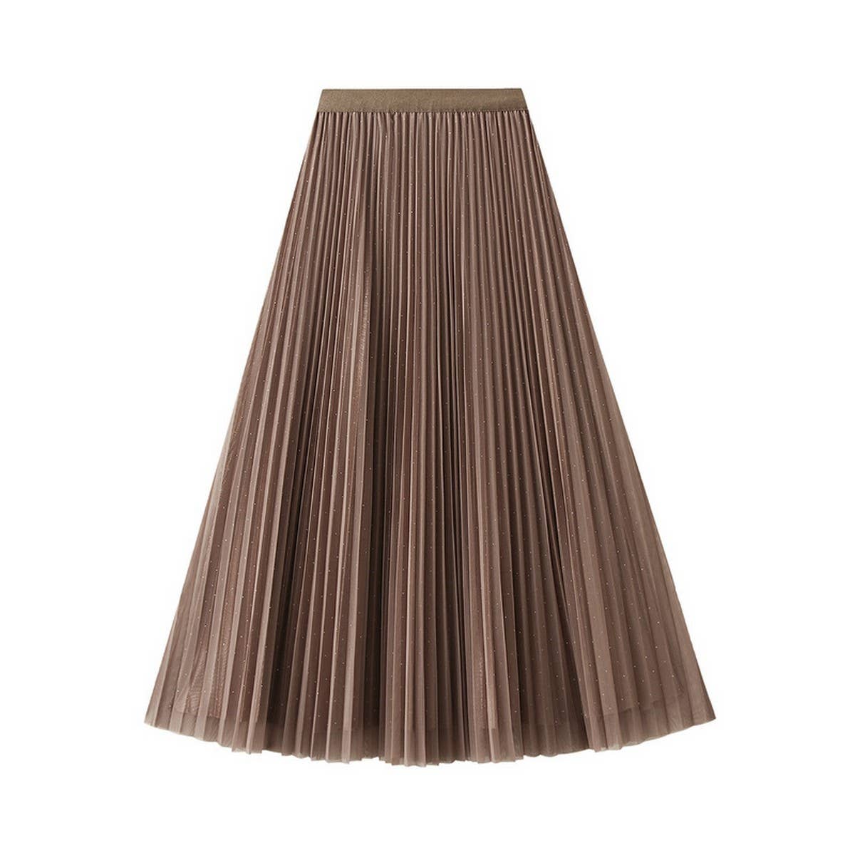 REVERSIBLE RHINESTONE HIGH-END MESH PLEATED SKIRT