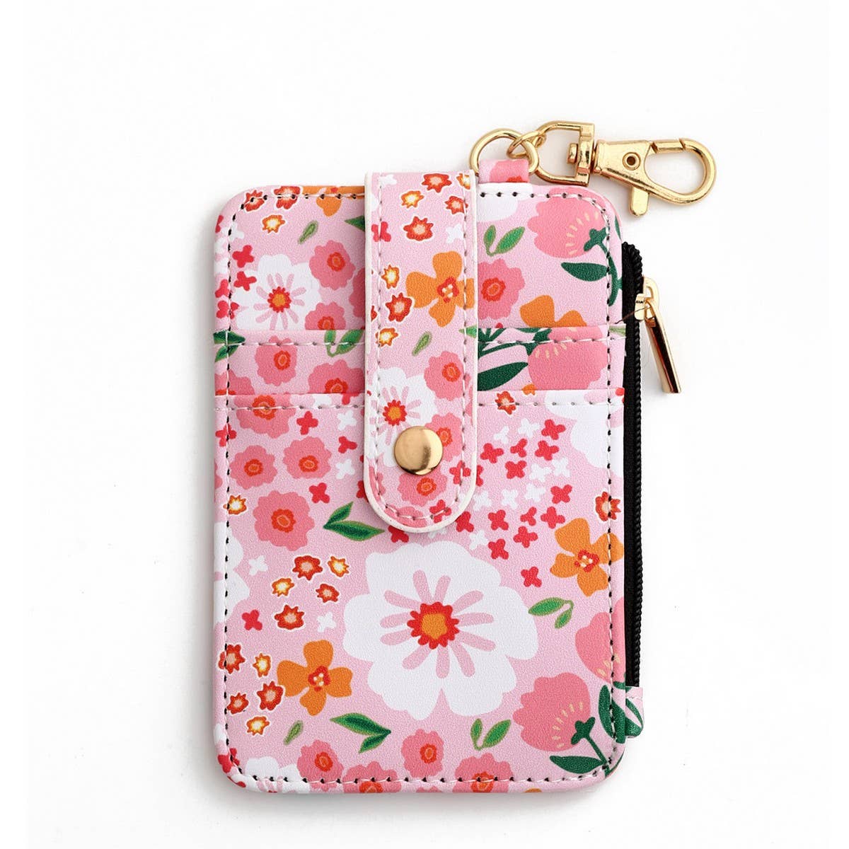 Floral Zipper Card Holder Vertical Mini Wallet_CWAB4941