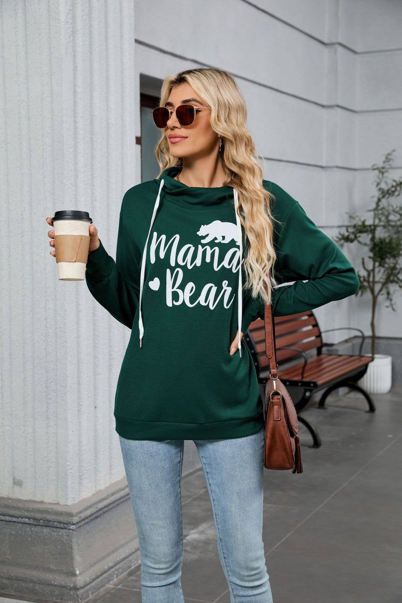 Hooded loose long-sleeved casual sweatshirt