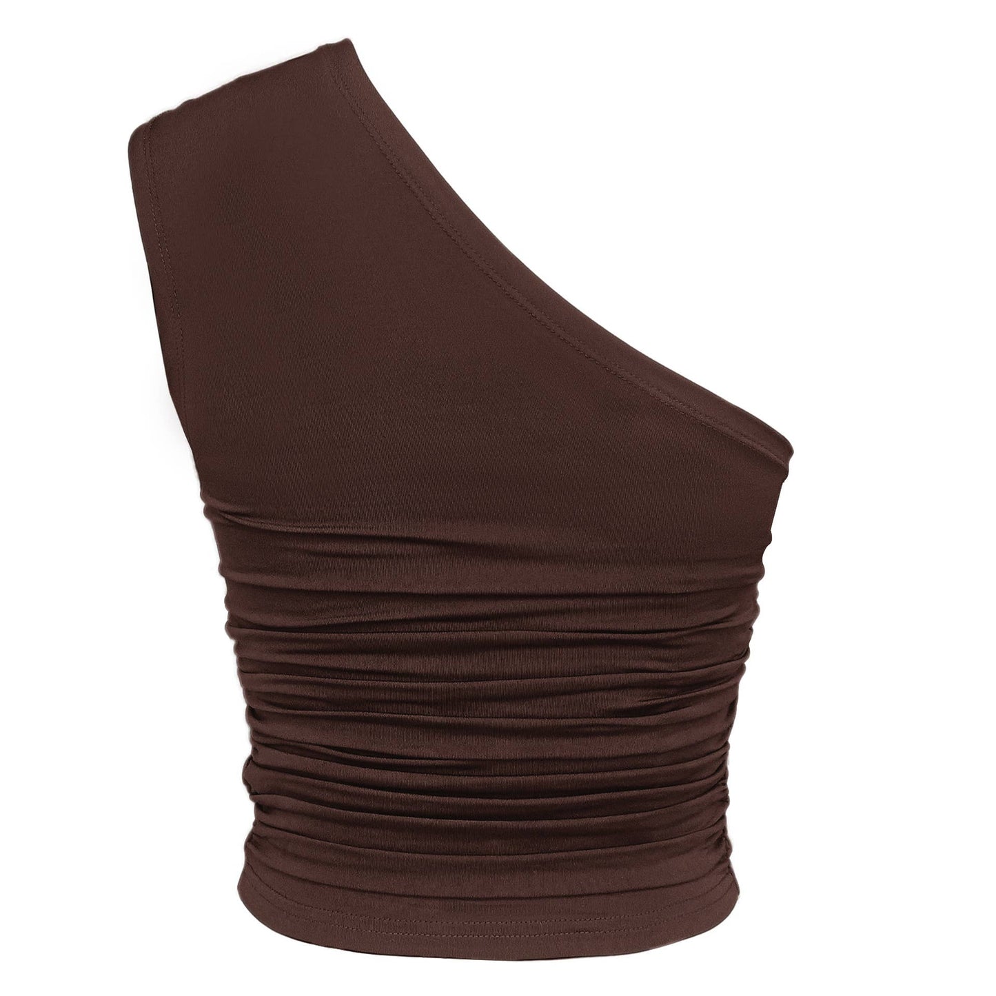 Sexy short tight crop neck one-shoulder T-shirt