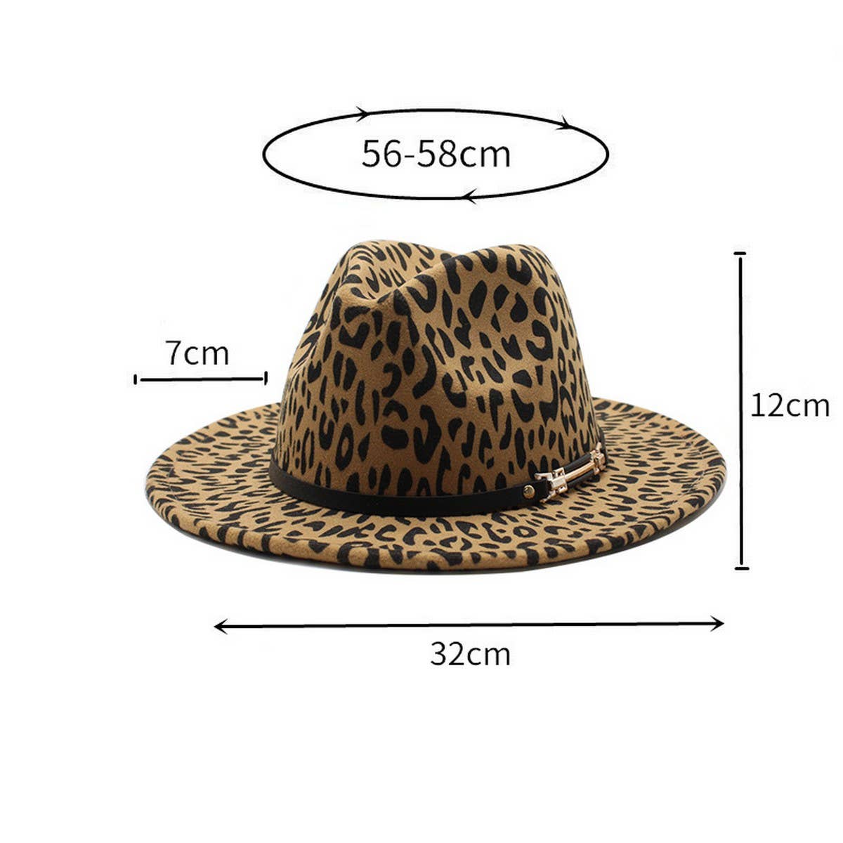 LEOPARD PRINT WOOLEN HAT WITH BELT DECORATION_CWAH2562
