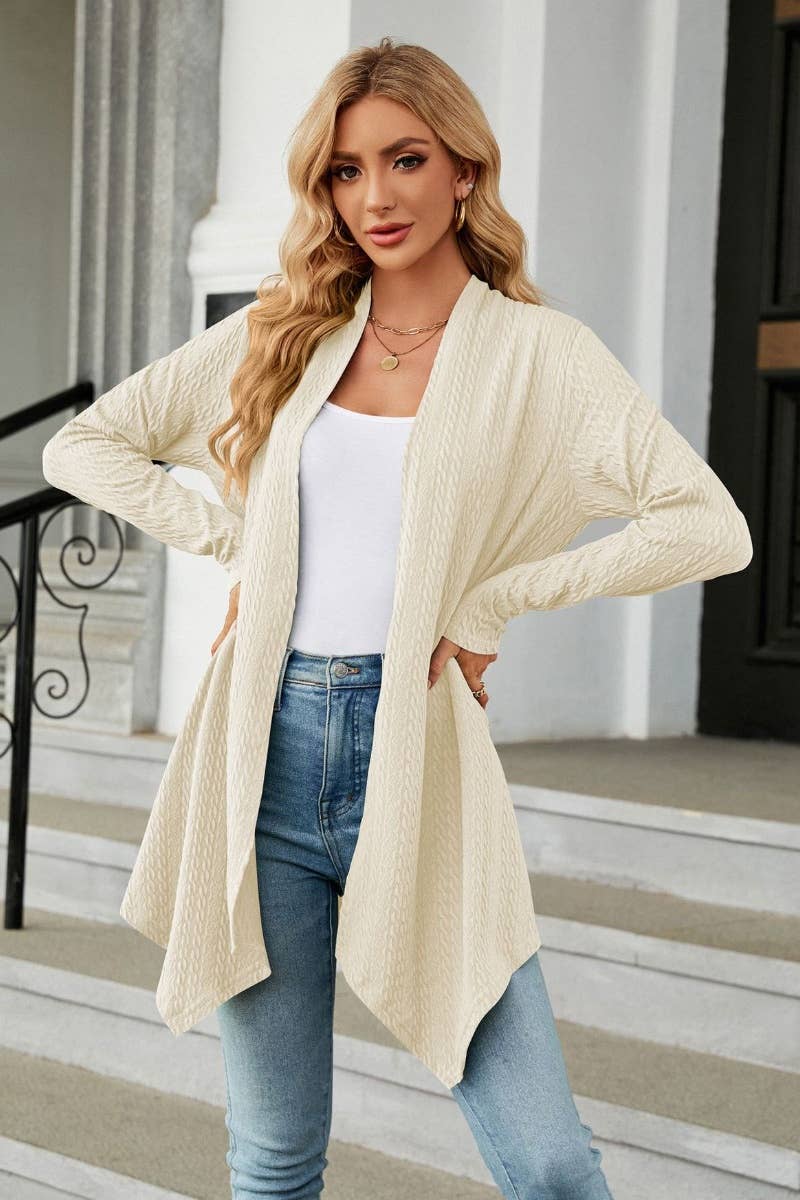 CWOCAL2125_LONG SLEEVE KNIT CARDIGAN WITHOUT BUTTON SHORT