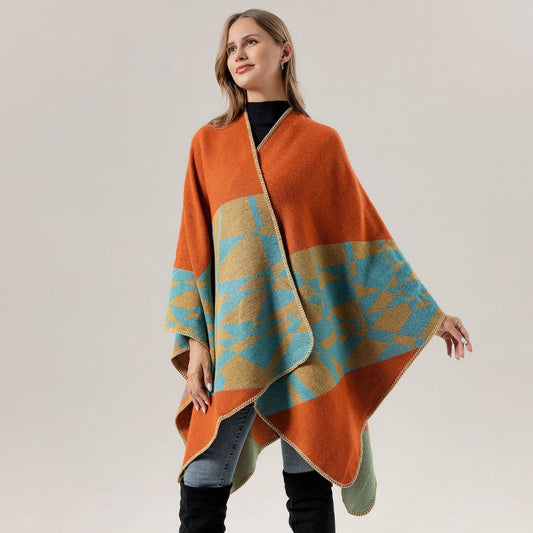 CAPE JACQUARD KNITTED SCARF WARM SHAWL_CWASC2250