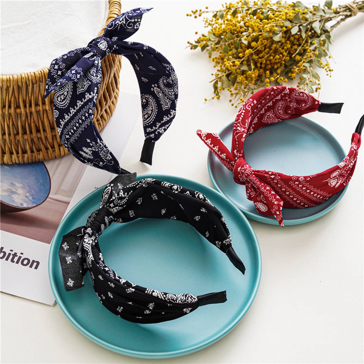 WOMEN NEW CASHEW NUT FLOWER WIDE HEADBAND_CWAHA0831