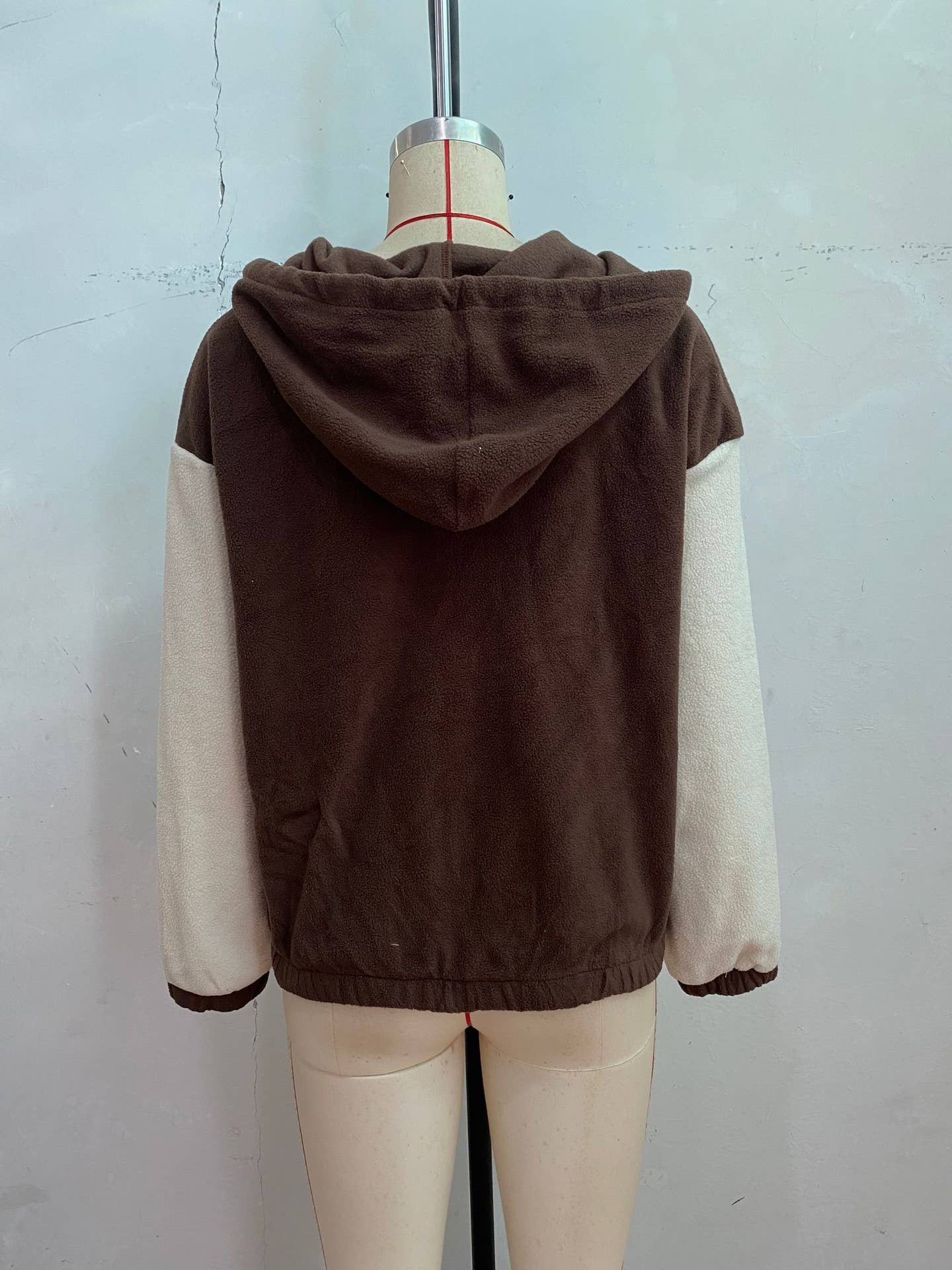 Hooded,color-blocked polar fleece zipper Jackets