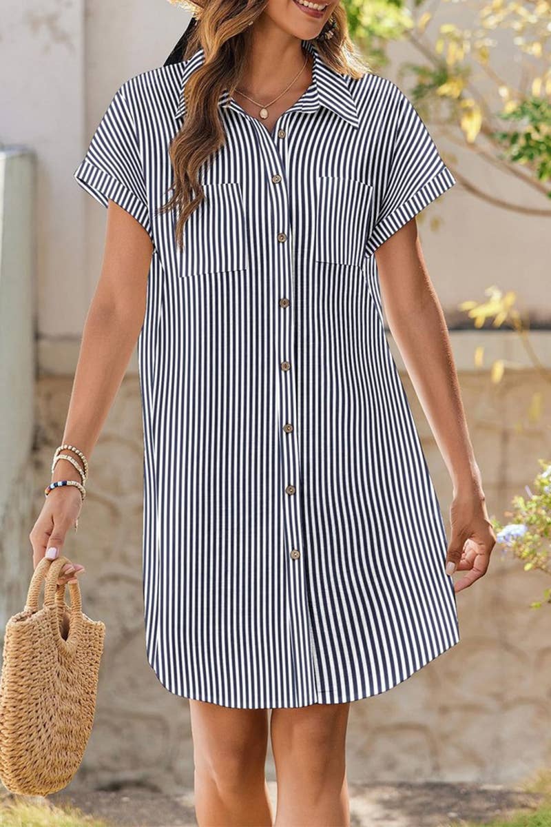 CWDSD7456_SUMMER COMMUTER STRIPED MID-LENGTH SHIRT DRESS