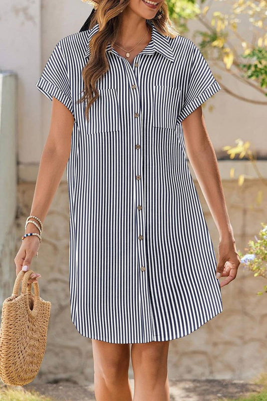 CWDSD7456_SUMMER COMMUTER STRIPED MID-LENGTH SHIRT DRESS