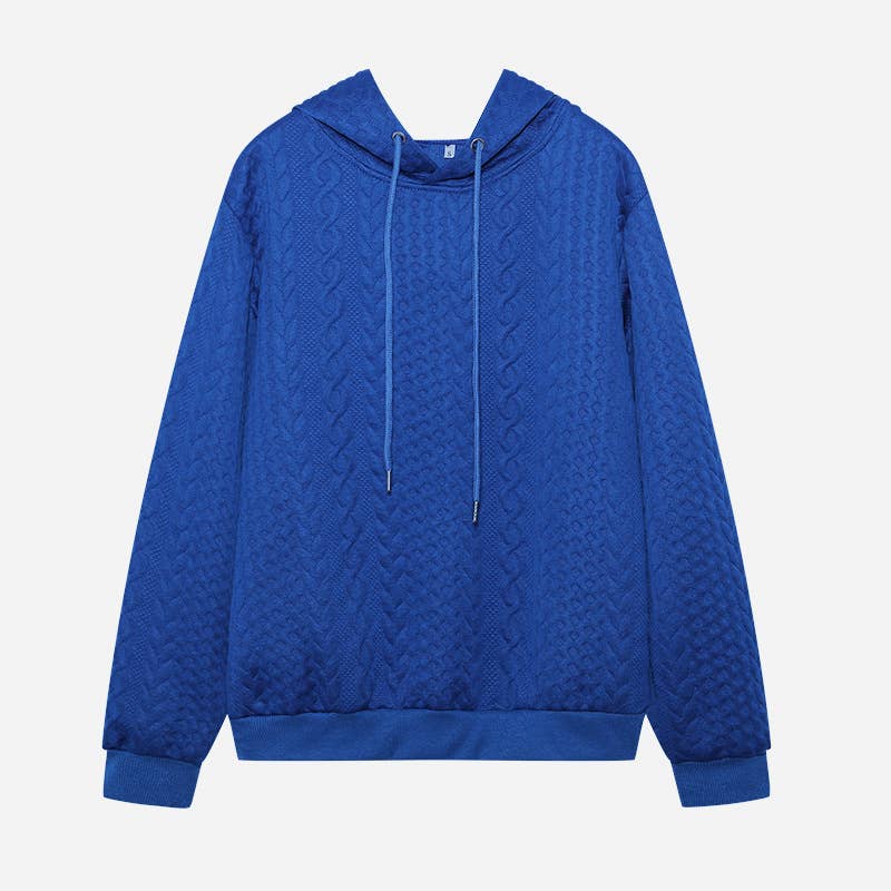 JACQUARD HOODIE LACE-UP LONG-SLEEVED LOOSE HOODIE