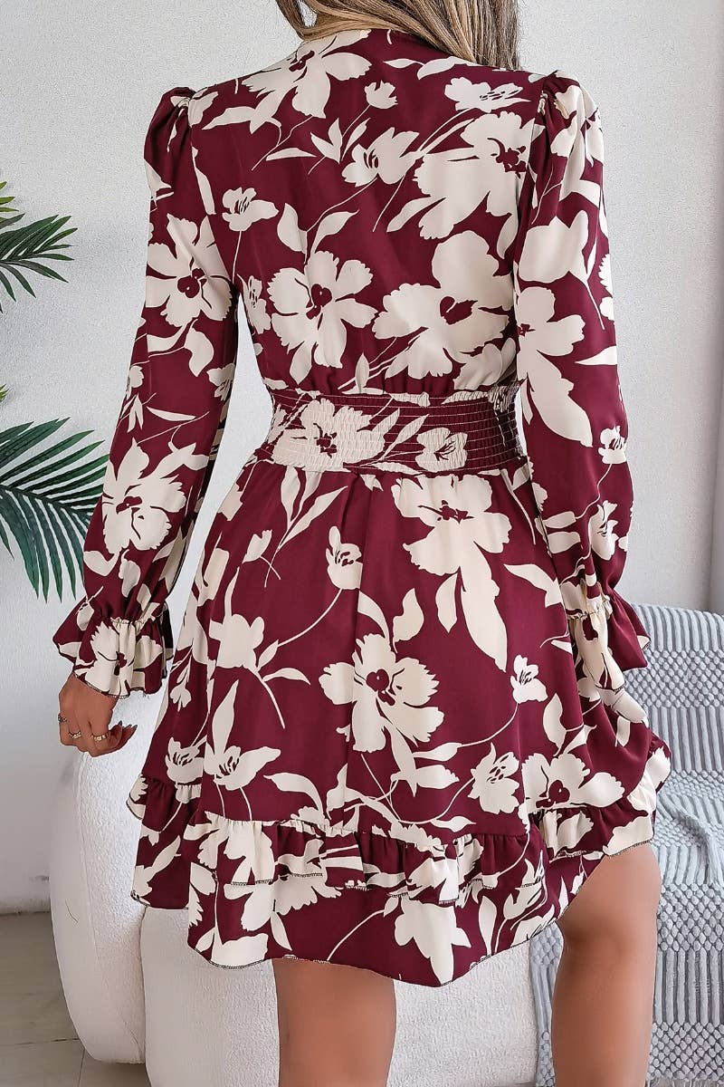 CWDSD5773_AUTUMN SEXY DEEP V LONG SLEEVE DRESS SHORT