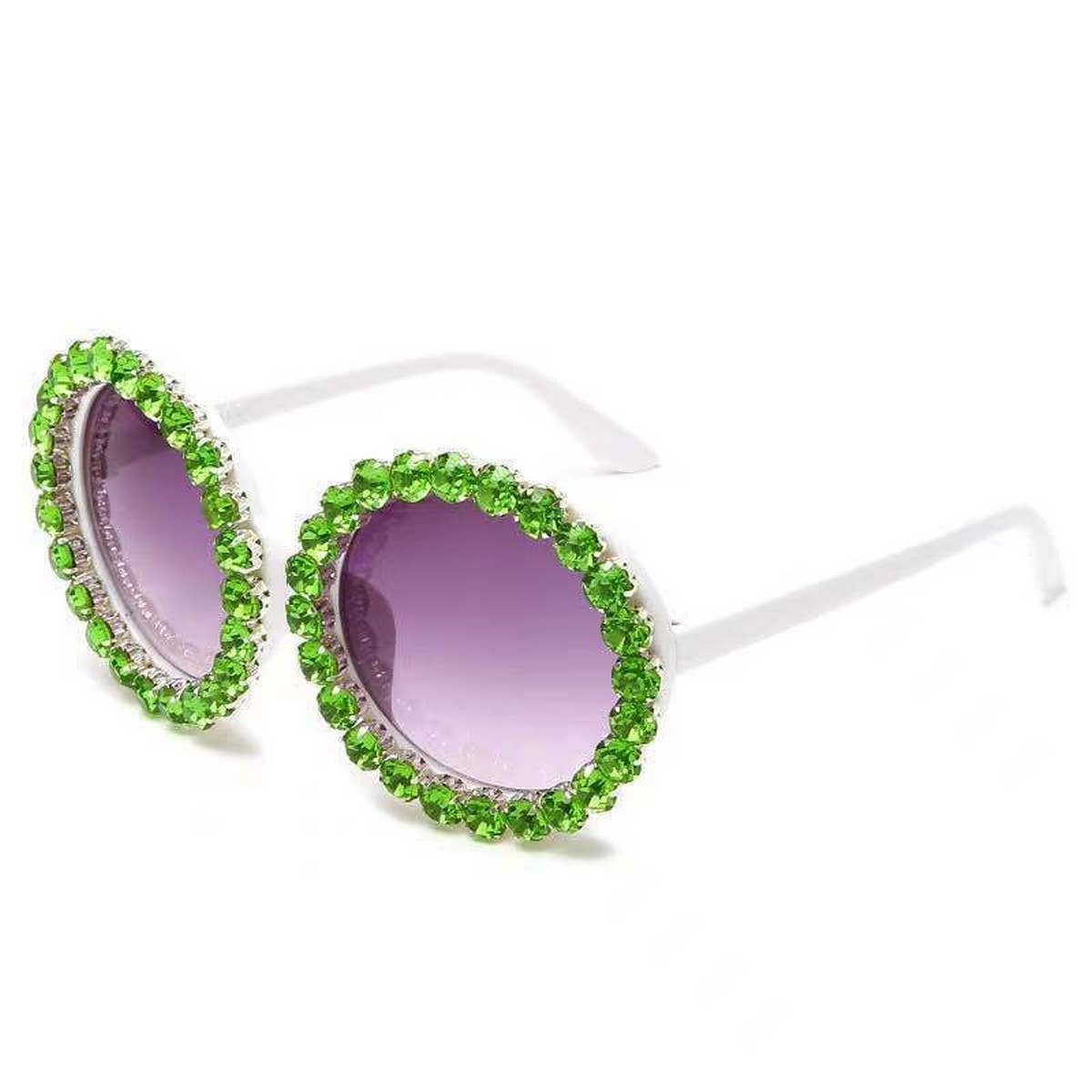 DIAMOND EXAGGERATED ROUND FRAME SUNGLASSES