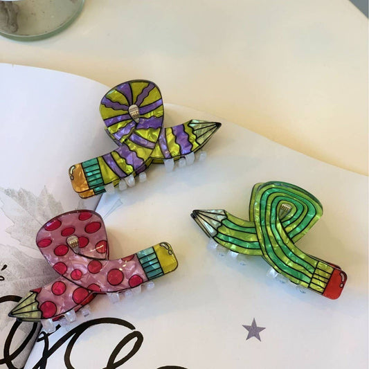 Acrylic Pencil Hair Claw,Candy Color Cartoon Clip_CWASC1586