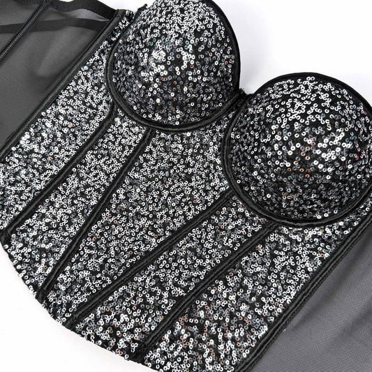 SEXY SLIM FIT SEQUINED HERRINGBONE BRA