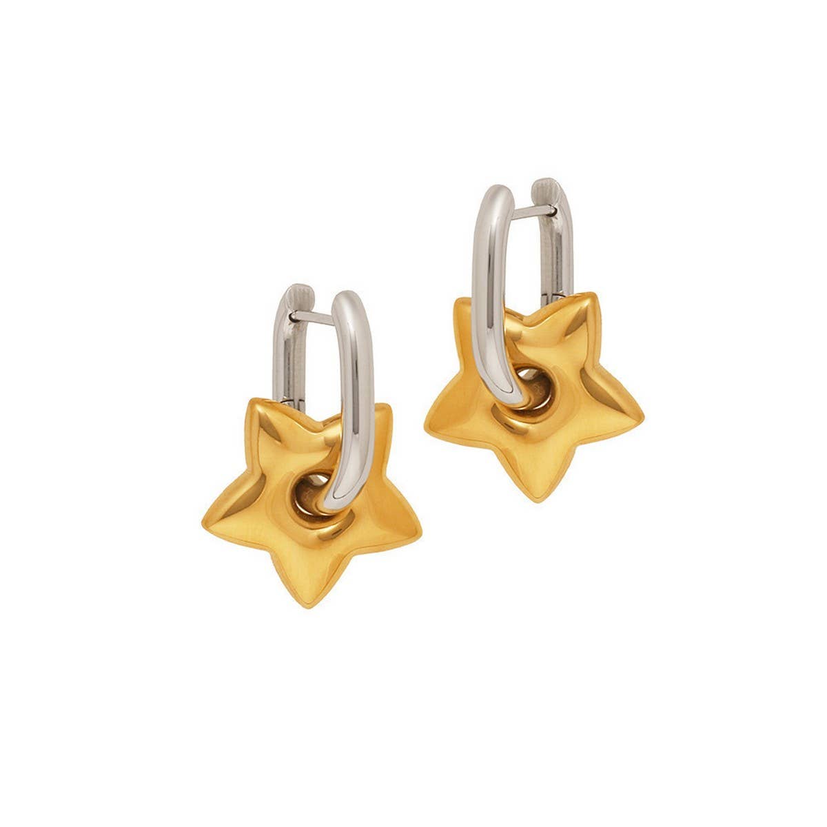 Two-Tone Metal Star Oval Ear Cuff Earrings£ßCWAJE5037