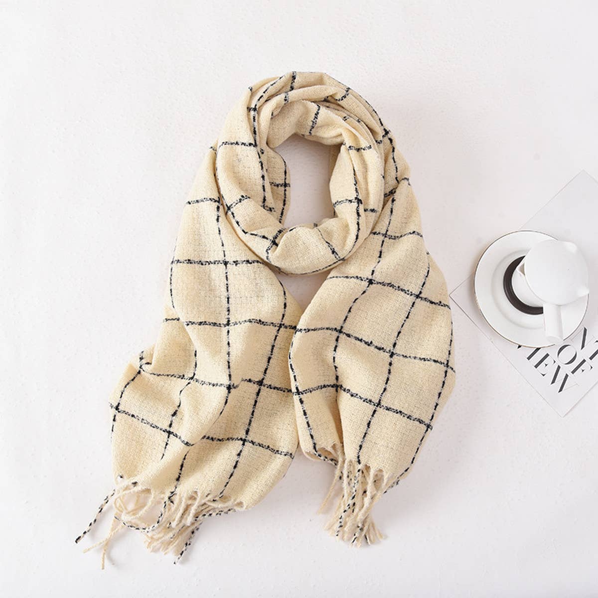 Double-Sided Plaid Scarf for Women - Winter Chic