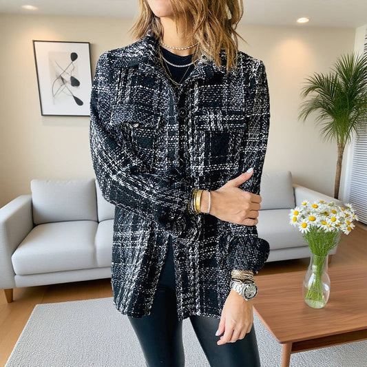 Lapel loose single-breasted long-sleeved jacket