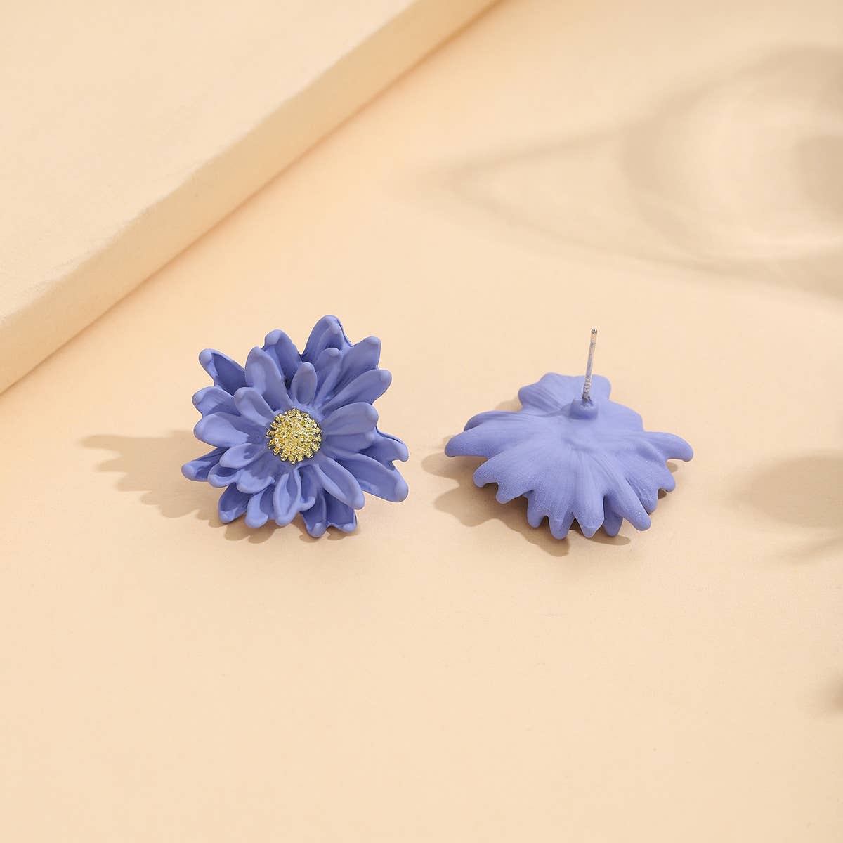 Spray-painted three-dimensional floral earrings