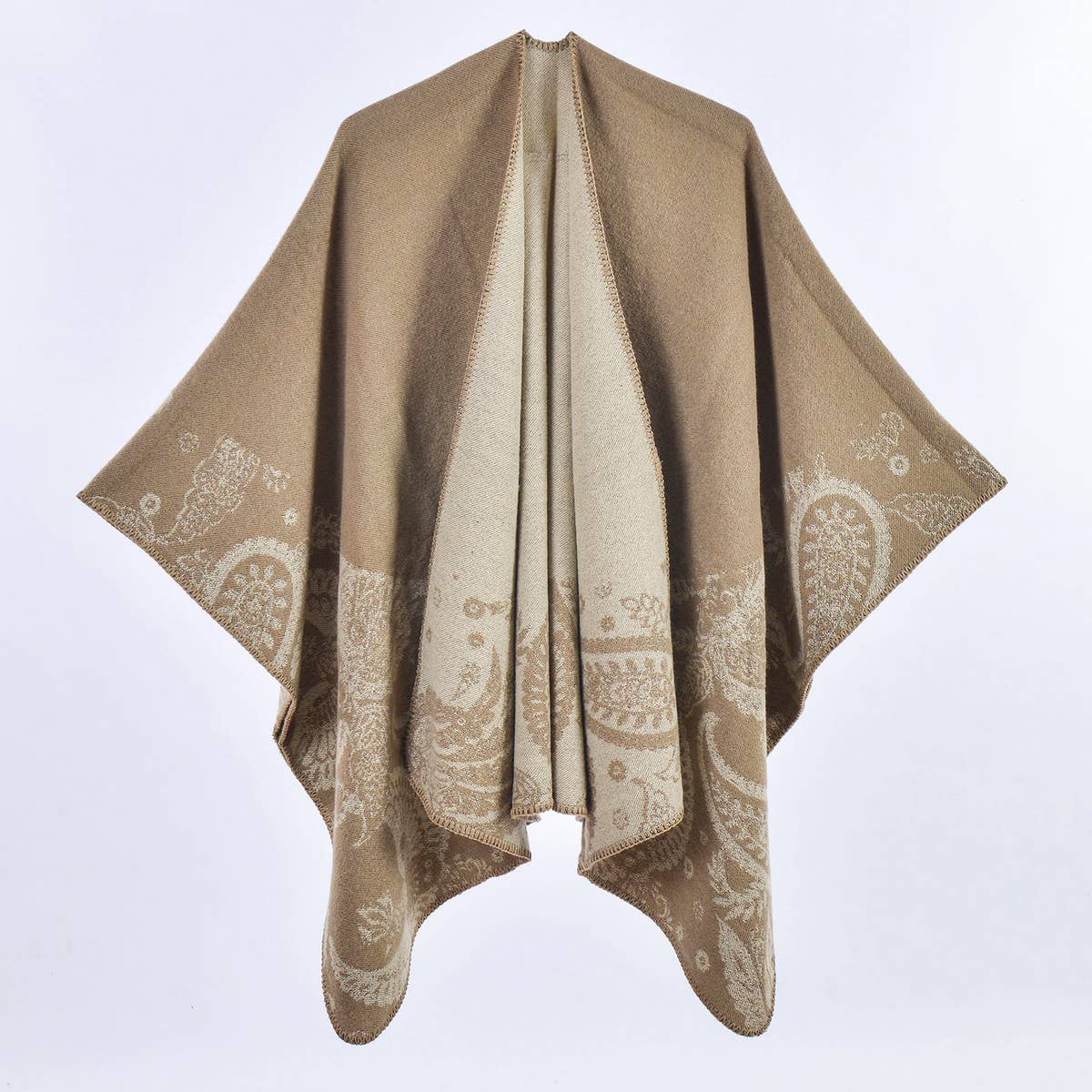 VINTAGE CASHEW FLOWER THICK WARM SHAWL