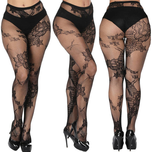 LACE PATTERNED FISHNET STOCKINGS THIGH PANTYHOSE