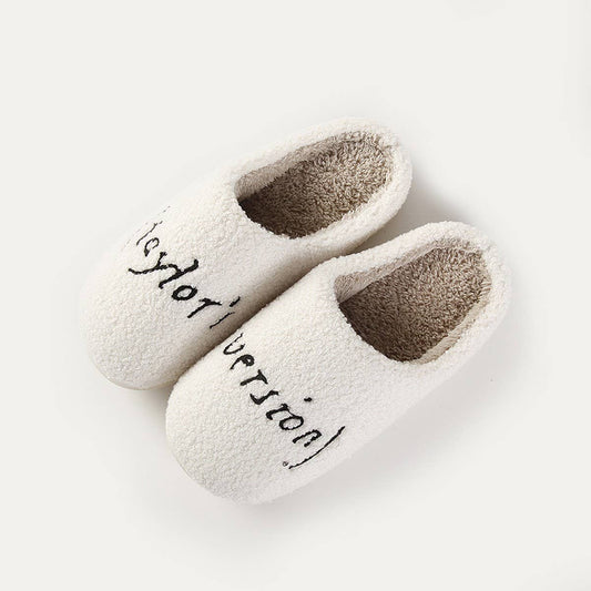 FONT PATTERN CARTOON WINTER WARM COTTON SLIPPERS