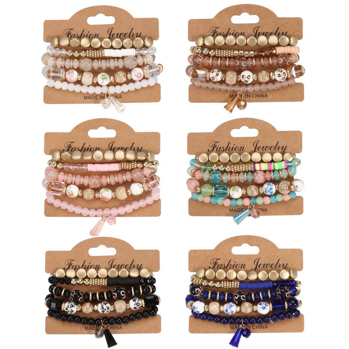 CWAJE05695_BOHO CRYSTAL PENDANT MULTI LAYER ELASTIC BRACELET
