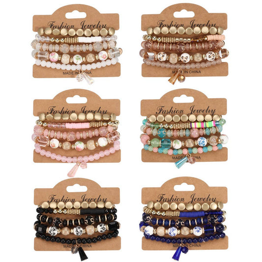 CWAJE05695_BOHO CRYSTAL PENDANT MULTI LAYER ELASTIC BRACELET