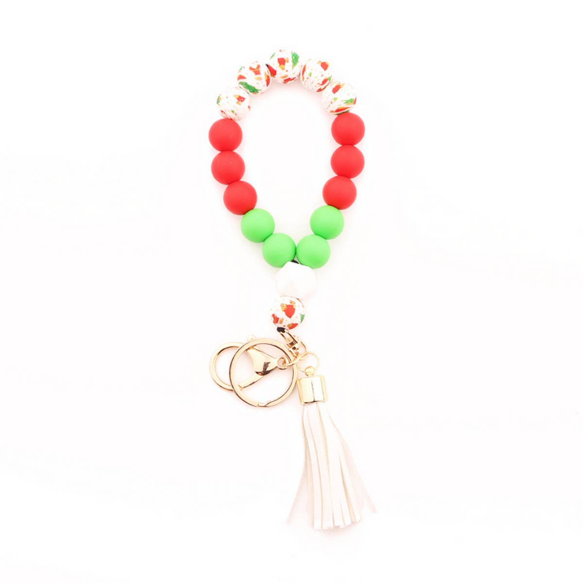 CHRISTMAS NEW SILICONE BEAD BRACELET KEYCHAIN