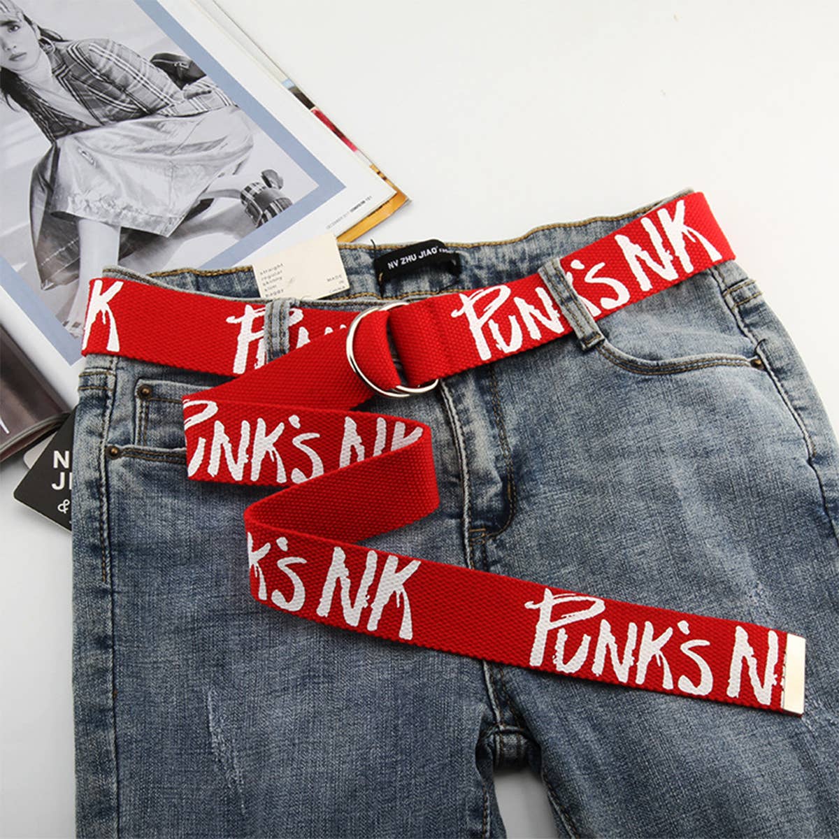 Cwabe0950_Versatile Printed Double Buckle Canvas Belt