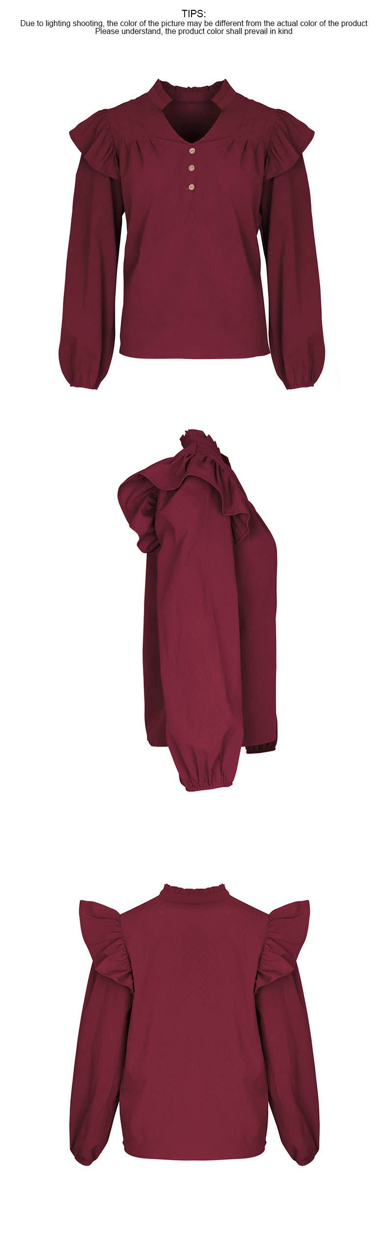 SOLID COLOR LOOSE DESIGN SHIRT FOR WOMEN