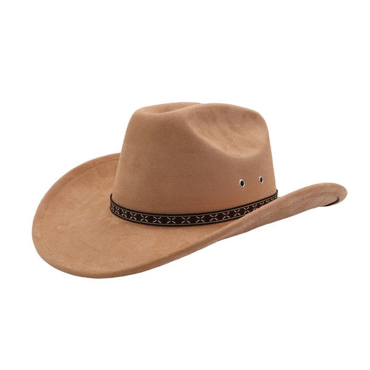 Unisex Soft Suede Western Cowboy Fedora Hat_CWAH04367