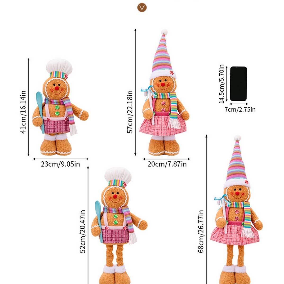 CWMM10290_CHRISTMAS STRETCH GINGERBREAD DOLL PLUSH DECOR