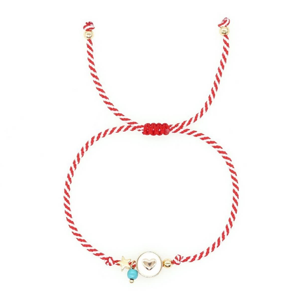 WHITE EYES TURQUOISE RED AND WHITE ROPE BRACELET