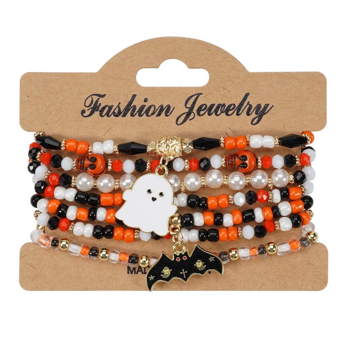 CWMM10458_HALLOWEEN CRYSTAL CLAY BEADED CHARM BRACELET