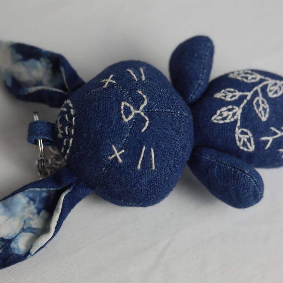 Handmade Indigo Bunny Plush Charm Doll Toy