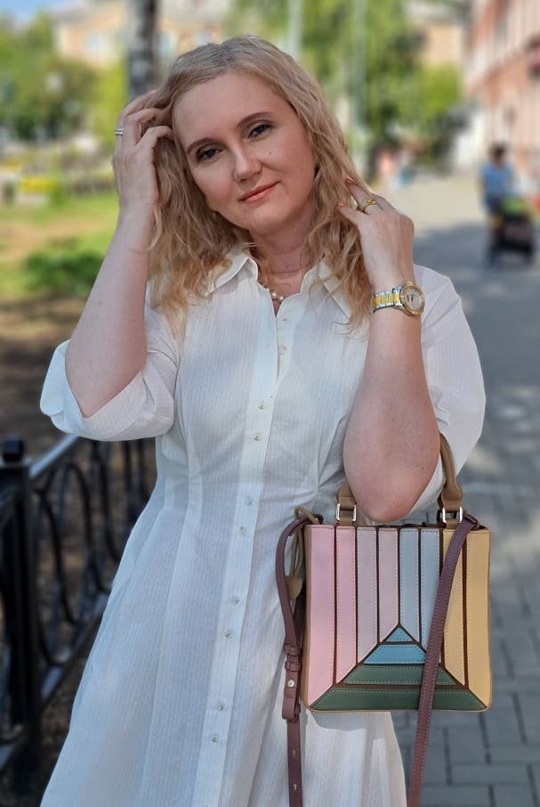 Patchwork rainbow crossbody handbag