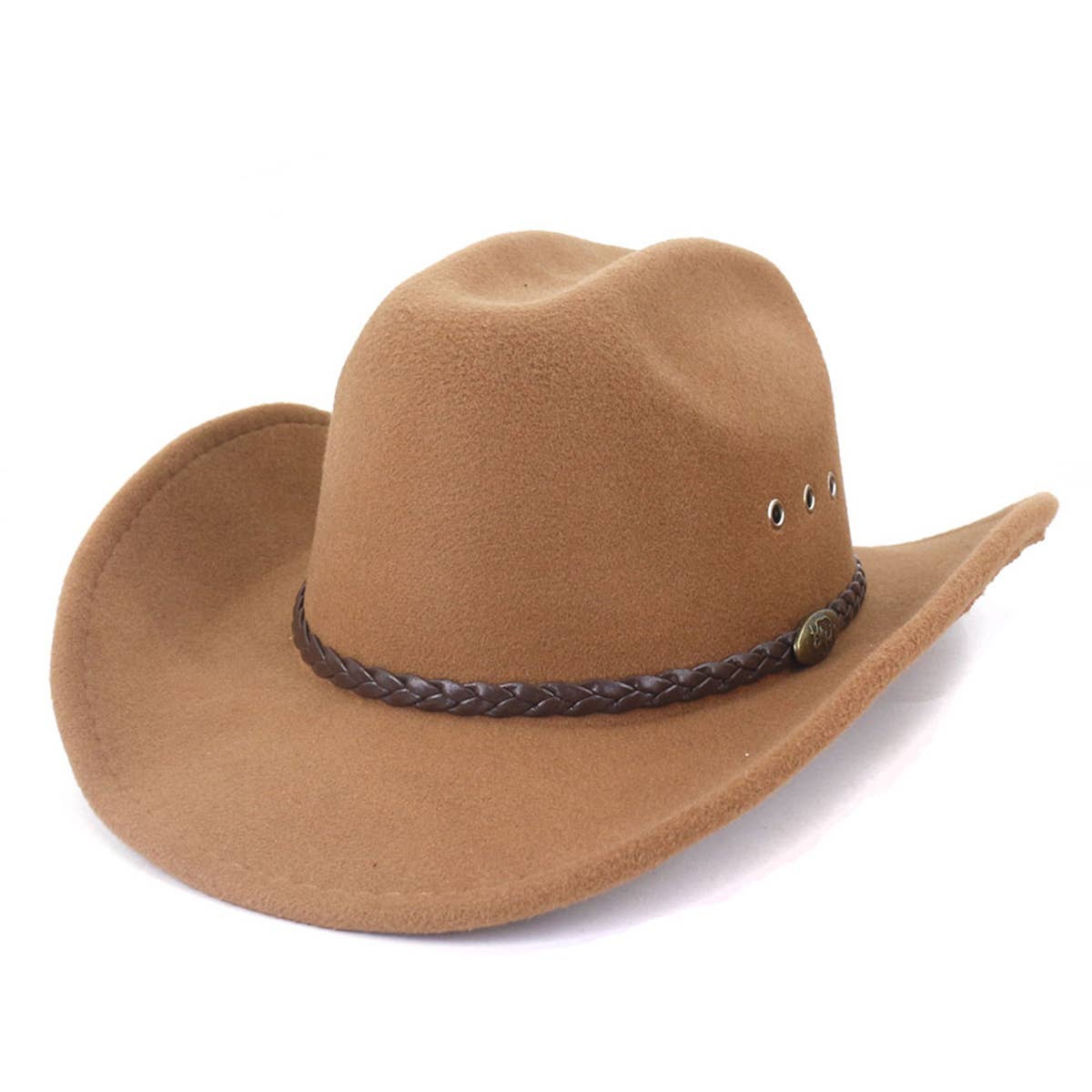 Western Cowboy Wool Felt Hat Wide Brim Jazz Hat_CWAH0677