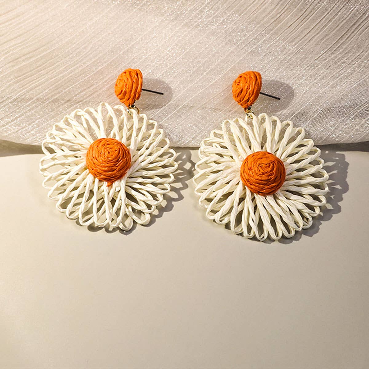 Bohemian vacation woven Raffia grass earrings