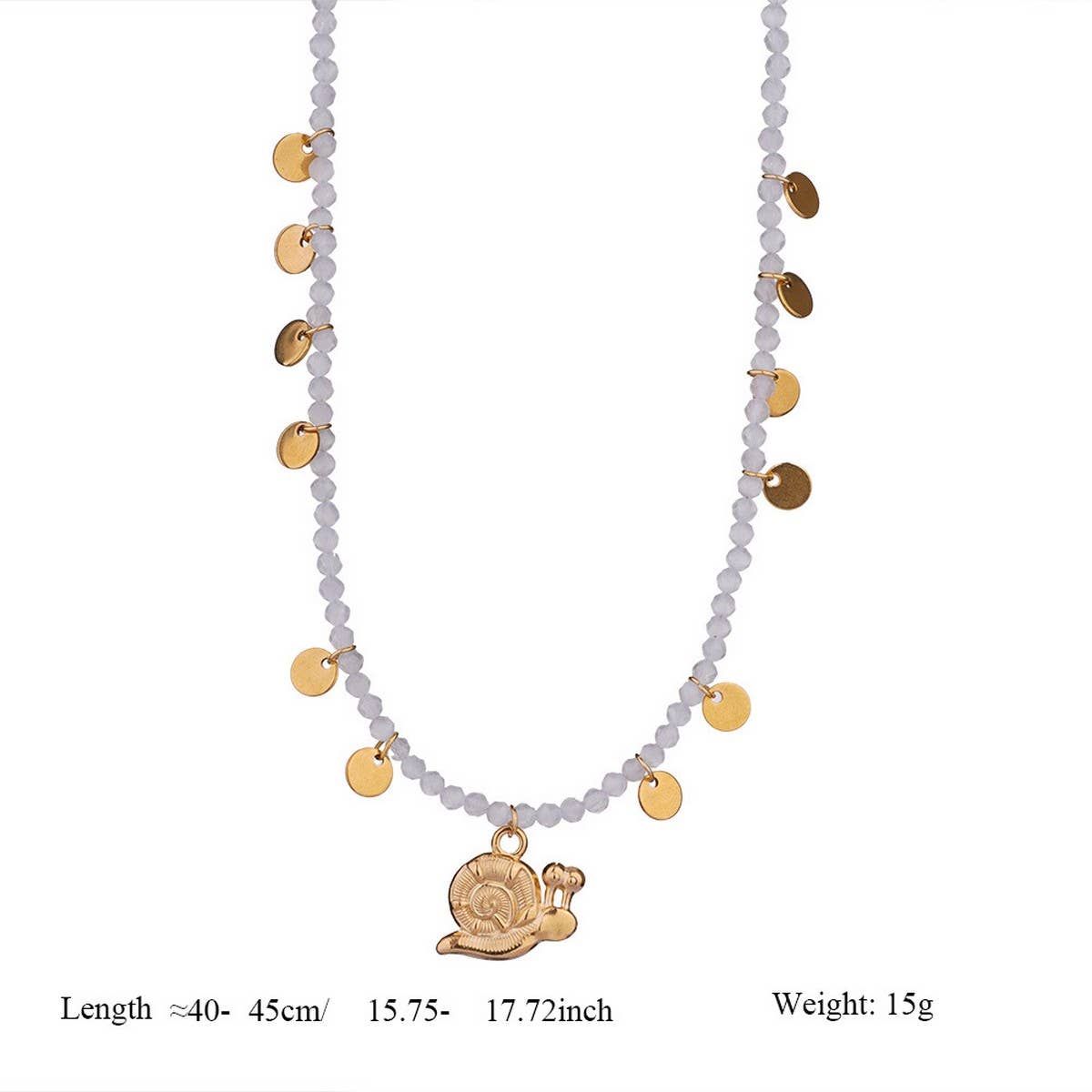 Natural Stone Necklace with Fish Pendant