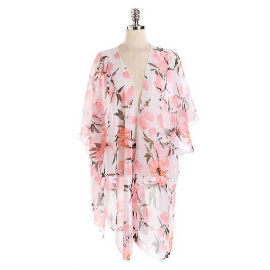 LEMON PRINT OPEN FRONT KIMONO CARDIGAN FOR SUMMER