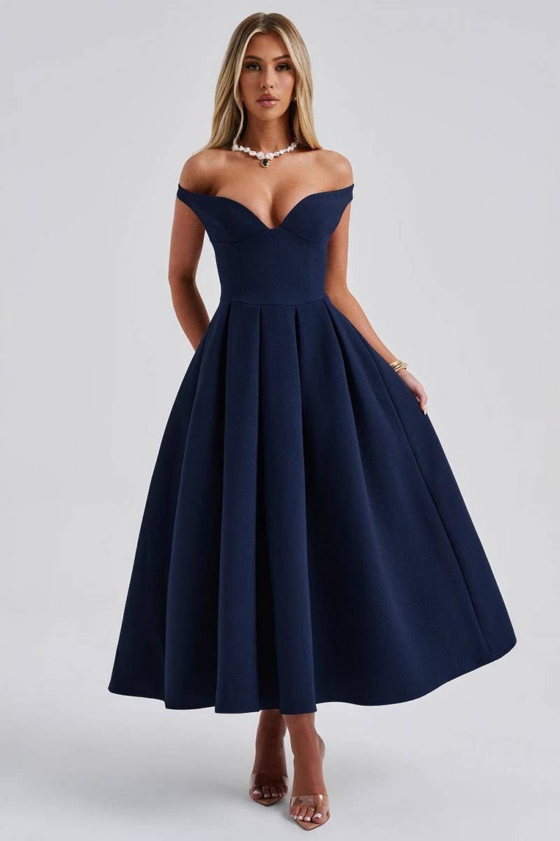 CWDMD5588_ELEGANT V NECK BACKLESS EVENING GOWN DRESS