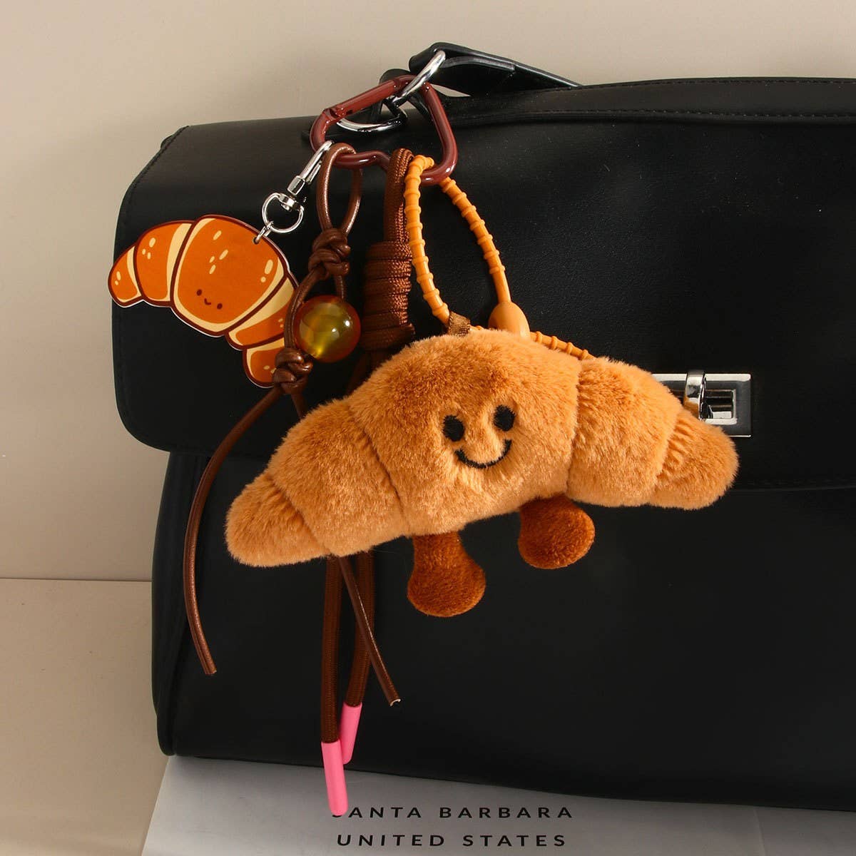 Creative Plush Baguette & Croissant Keychain Charm