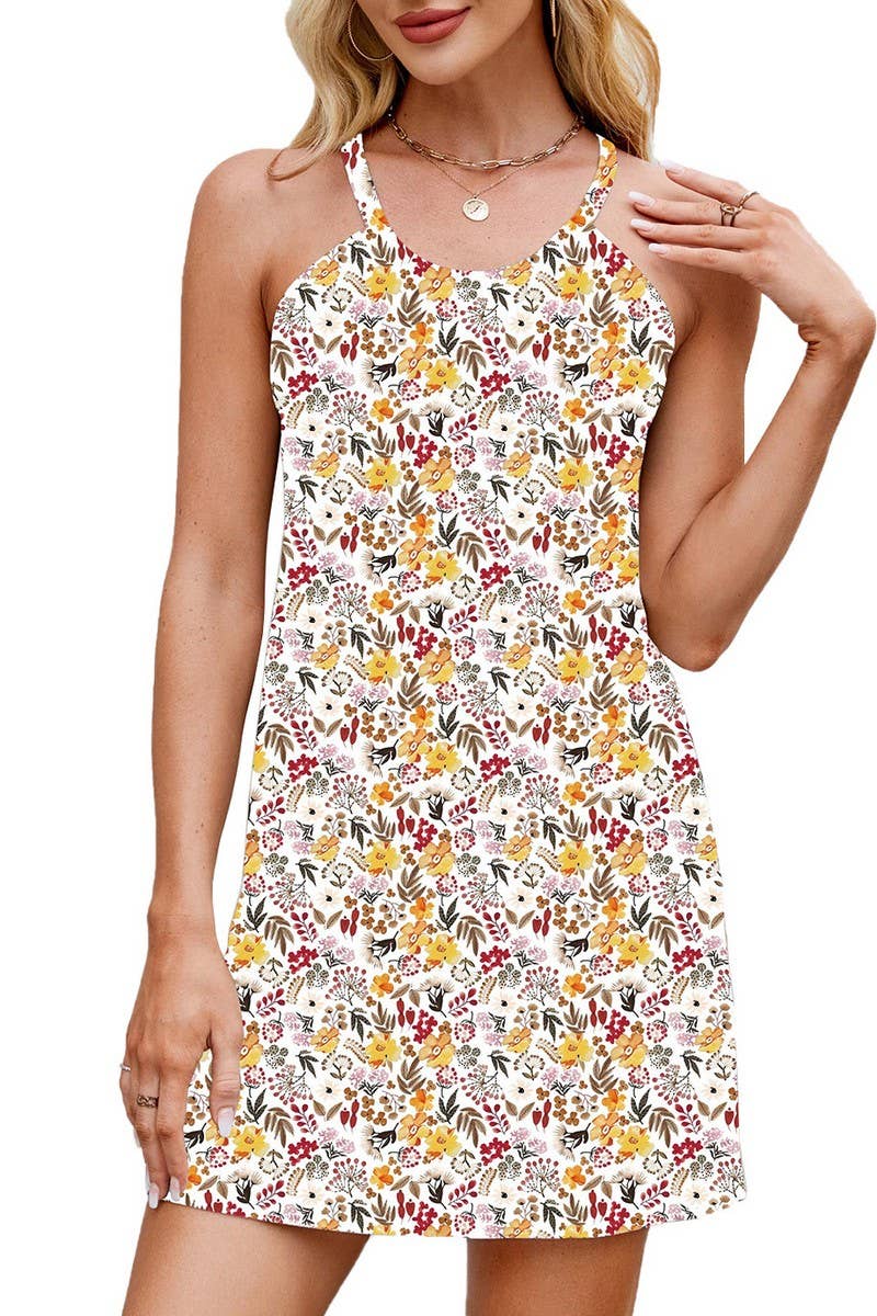 CWDSD7311_CASUAL PRINTED SLEEVELESS TANK TOP DRESS