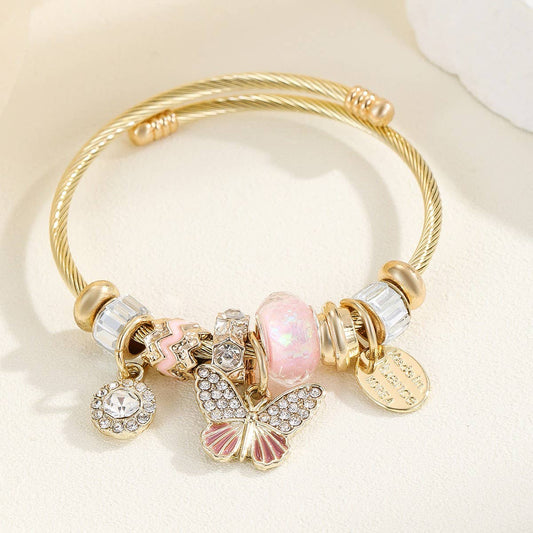 Stainless Steel Heart & Hand Charm Bracelet_CWMM8624