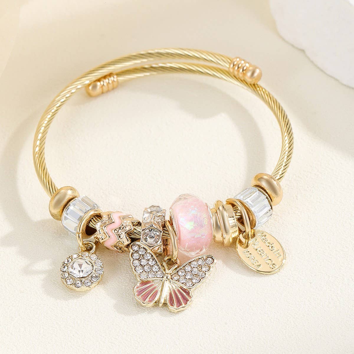 Stainless Steel Heart & Hand Charm Bracelet_CWMM8624