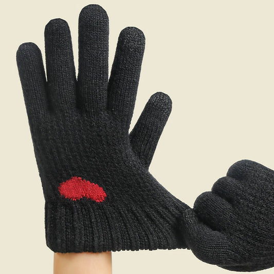 WOMEN HEART JACQUARD KNITTED GLOVES_CWAG0135