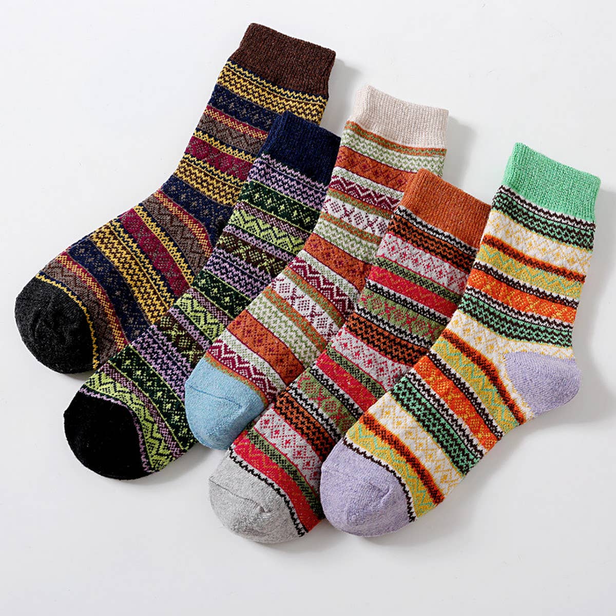 WOMEN VERTICAL STRIPED SOCKS 5 PAIRS PER PACK