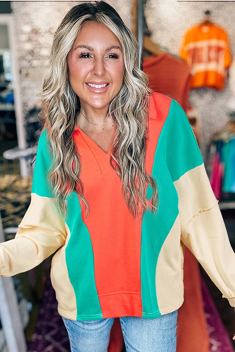 LAPEL CASUAL OVERSIZE MULTI-COLOR PRINTED HOODIE