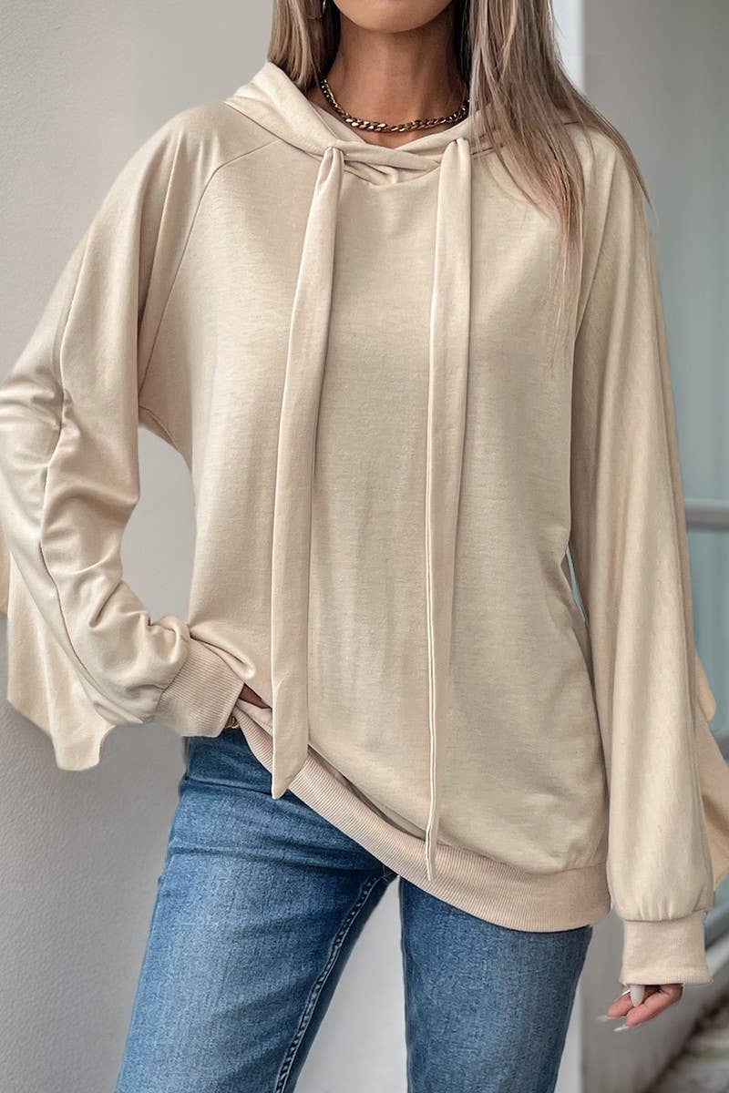 CWOHOL1100_SPRING AND AUTUMN DRAWSTRING HOODED SWEATSHIRT