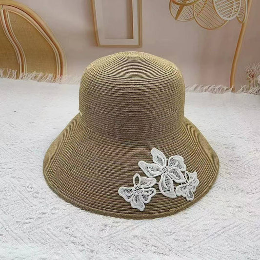 Summer embroidered lace flower sun hat_CWAH3487