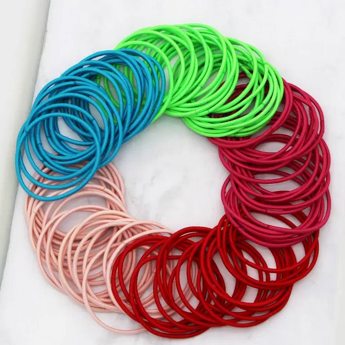 100PCS MULTI COLORED ELASTICS HAIR TIES SCRUNCHIES_CWAHA0136