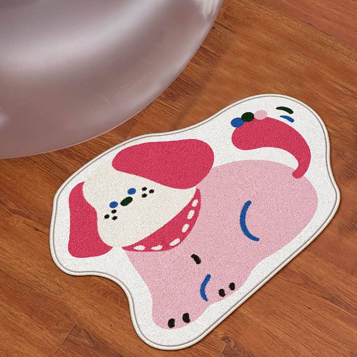 Cute Pink Animal Rug, Non-Slip Kids Room Mat